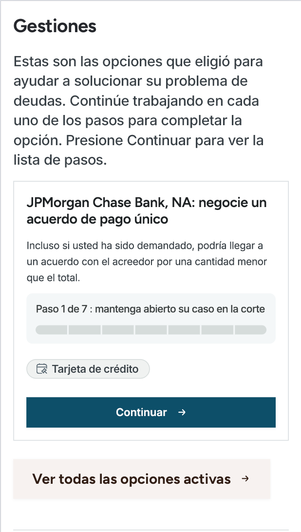 Captura de pantalla de una página del panel de control
