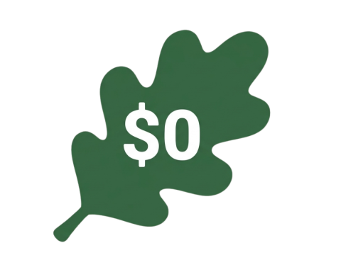Hoja de roble con "$0" dentro de ella