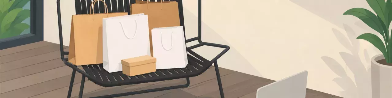 Bolsas de la compra y paquetes en una silla de oficina