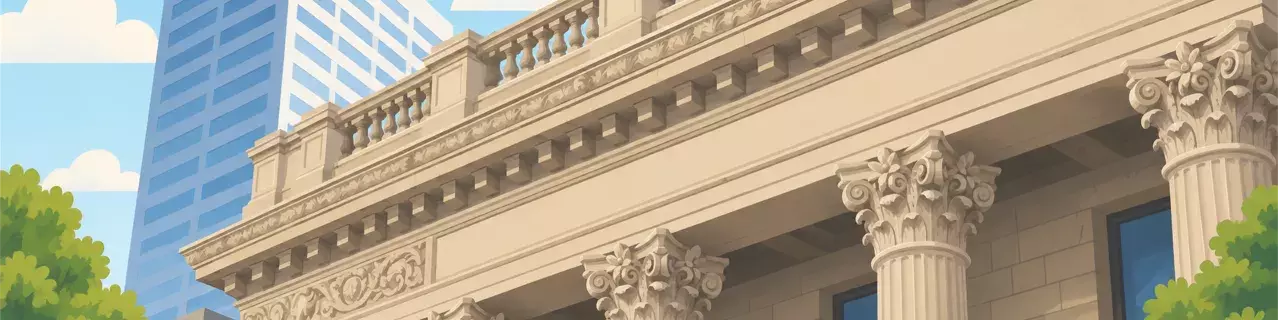 Fachada ornamentada de corte de piedra en la ciudad