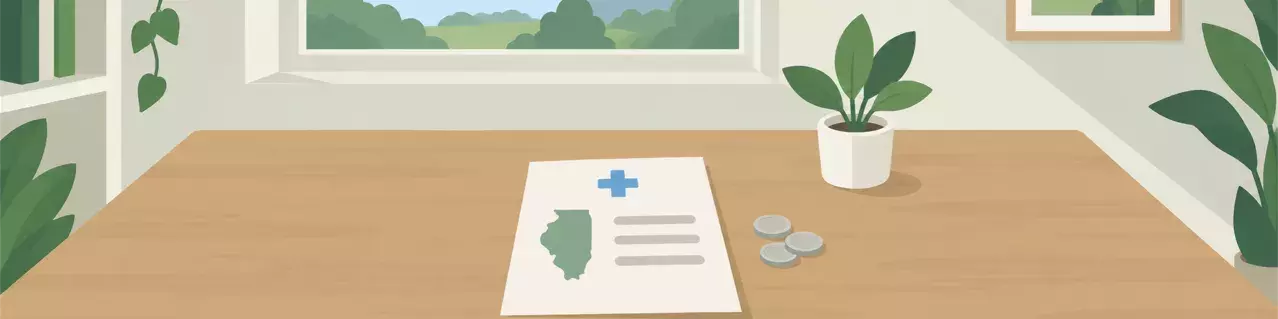Factura médica con mapa y estetoscopio de Illinois