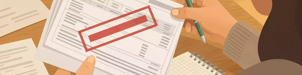 Persona revisando documentos financieros en un escritorio