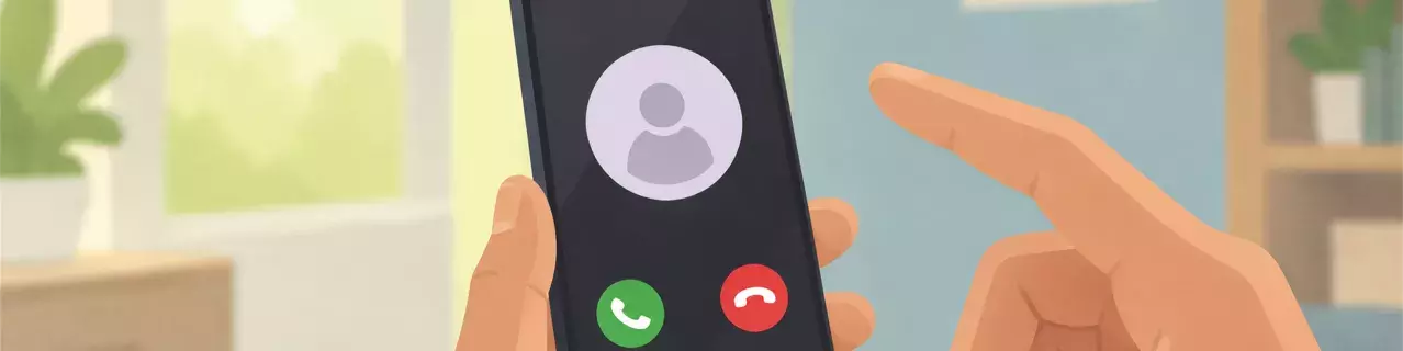 Mano sosteniendo un smartphone con llamada entrante