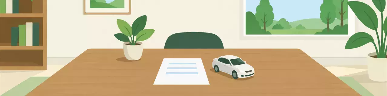 Coche de juguete en el papeleo del seguro de automóvil