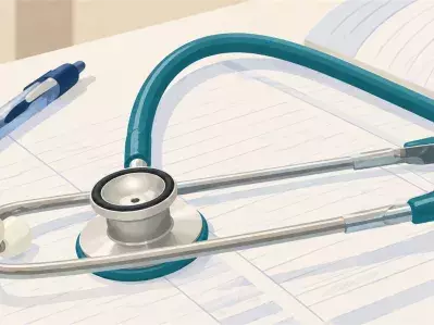 Estetoscopio y bolígrafo en formularios médicos