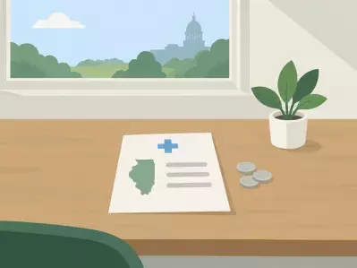 Factura médica con mapa y estetoscopio de Illinois