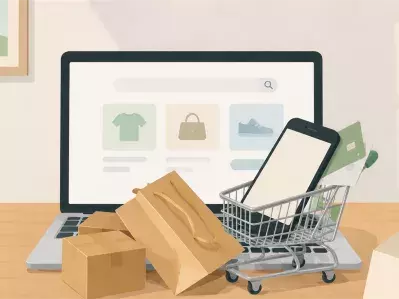 Portátil con carrito de la compra y bolsas para paquetes